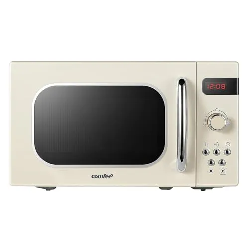 Comfee CMSRO 20 di cr - Retro-Mikrowelle 20L, 800W mit 8 Auto-Menüs und stilvollem Design, ideal für jedes moderne Zuhause
