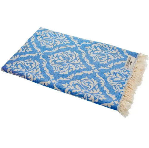 Carenesse Jacquard Hamamtuch Barock 90 x 175 cm blau - Frottiertücher, edles Hamam Handtuch aus 100% saugfähiger Baumwolle, leicht, weich und blickdicht – ideal für Strand, Sauna oder als modischer Überwurf.