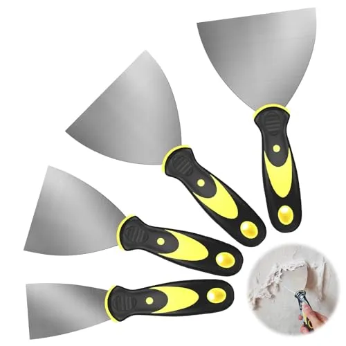 UKOFEW 4 Stück Putty Messer Spachtel Set,Edelstahl Malerspachtel mit Kunststoffgriff mit Aufhängeloch,für Tapeten/Abziehbilder/Trockenbau/Gips Schaben(1,5 Zoll; 3 Zoll; 4 Zoll; 6 Zoll)
