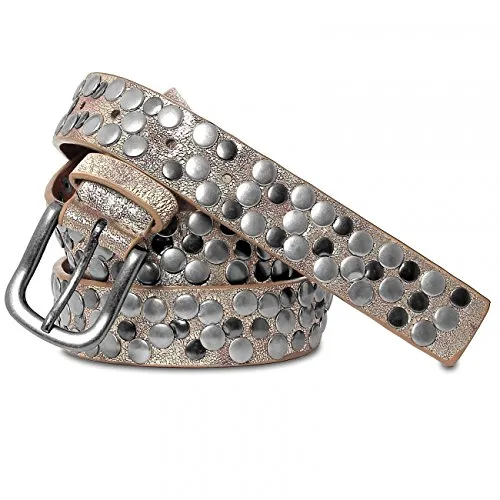 Caspar GU224 Damen Vintage Nietengürtel, Gürtelgröße:90, Farbe:metallic gold