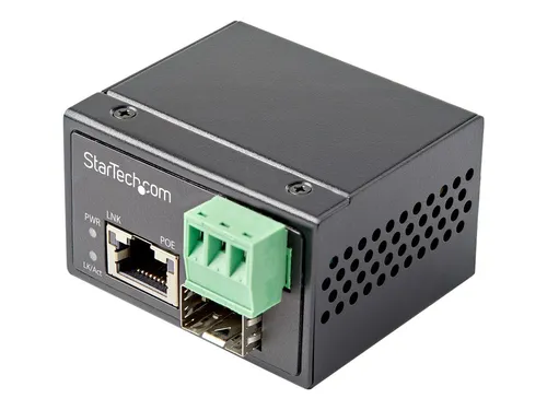 StarTech.com PoE + Industrial Media Converter 30W - Media Converter, Transceiver und Module - Kompakter Medienkonverter für Gigabit Ethernet mit PoE-Unterstützung, ideal für industrielle Anwendungen bei extremen Temperaturen von -40°C bis 75°C.