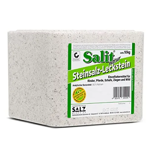 Paradies Pool GmbH Salit Steinsalz Leckstein Natur 10kg für Rinder, Schafe, Ziegen, Pferde und Wild, Tierernährung, Landwirte oder Tierhalter, Salzleckstein, 10 kg