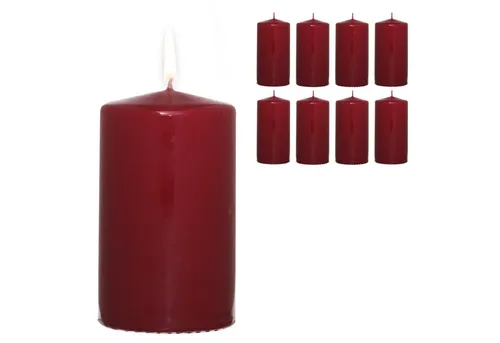 Candelo Stumpenkerze 8er Set Premium Stumpenkerzen - Dunkelrot - 5,8cm x 12cm, 8er Set Premium Stumpenkerzen - Dunkelrot - 5,8cm x 12cm - ohne Duft