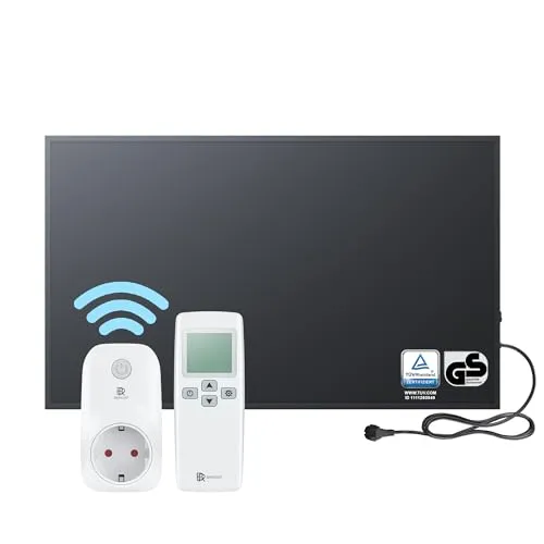BR Bringer Infrarotheizung 800 Watt - mit Smart Thermostat und Fernbedienung - Infrarot Elektroheizung Energiesparend - 5 Jahre Garantie, TÜV GS - Deutsche Qualitätsmarke (schwarz)