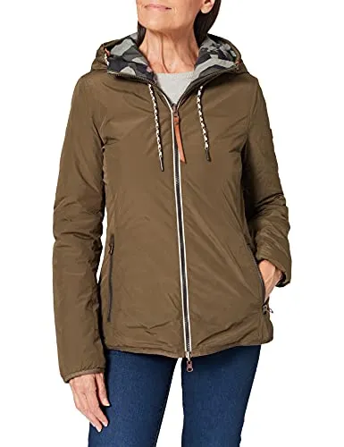 camel active Damen Jacke 3200106R26, Khaki, 38 - Beidseitig tragbare Jacke in Slim Fit, wasserabweisend und winddicht – ideal für stilvolle Outdoor-Abenteuer!