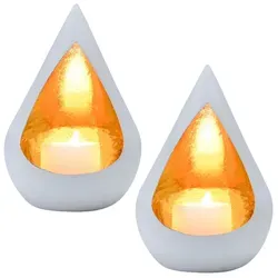 2er Set Boho Deko Windlicht Teelichthalter Kerzenhalter Timur Weiss