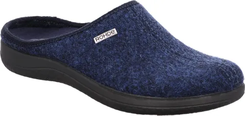 Rohde Damen Pantoffel Hausschuh Schurwolle Harris Tweed Bari 6545 - Blau, Größe 40 EU - Hausschuhe aus hochwertiger Schurwolle mit herausnehmbaren Einlagen und rutschfester PU-Laufsohle - für warmen Komfort und Wohlbefinden zu Hause.
