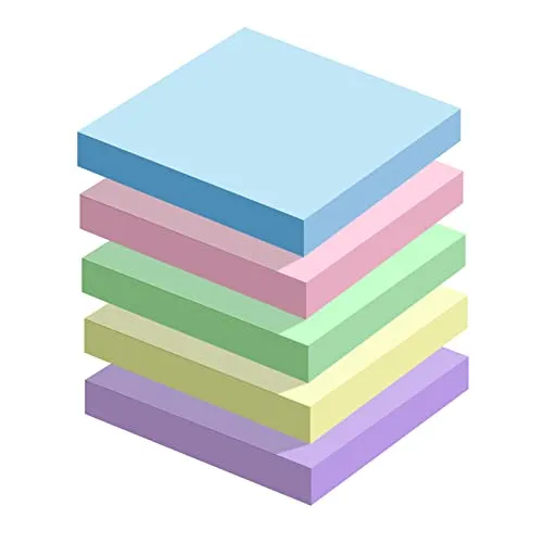 Blätter Haftnotizen Sticky Notes 76 mm x 76 mm Notizzettel für Notizen zu schreiben Aufgaben Aufzuzeichnen Erinnerungen Bürobedarf 5 Farben 500