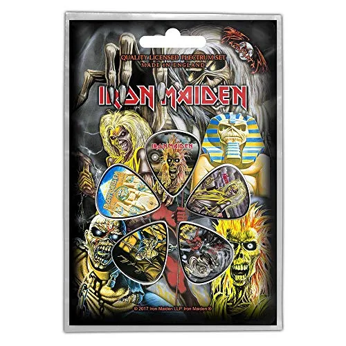 Iron Maiden Guitar Pick Plectrum Pack X 5 Early Albums Nue offiziell One Size