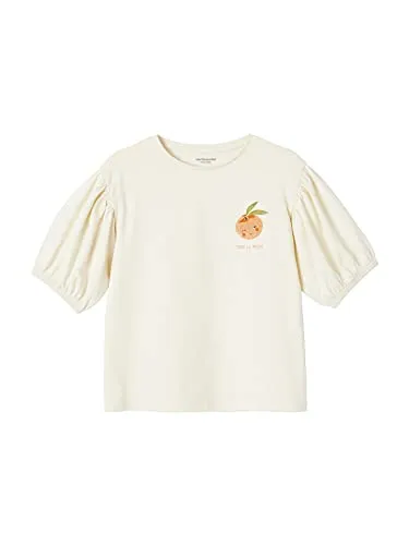 Vertbaudet Mädchen T-Shirt mit kurzen Ballonärmeln wollweiß 158