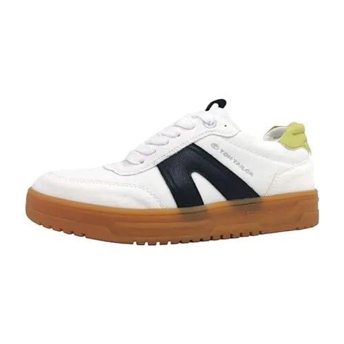 TOM TAILOR Damen Low Sneaker - Elegante Schnürschuhe in Weiß - Damen-Sneaker aus Synthetik-Mischung, bequem und stylisch für jeden Anlass.