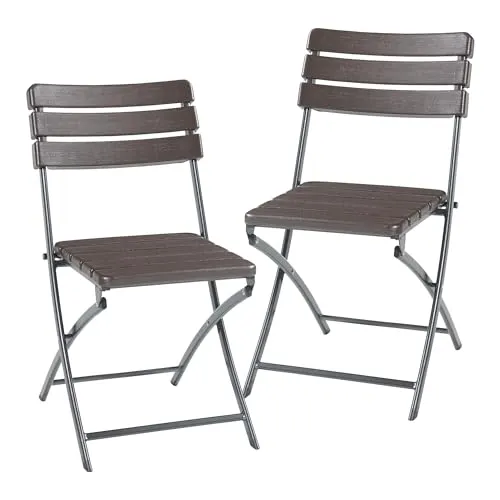 [en.casa] Gartenstuhl klappbar Lillestrøm 2-er Set - Essstühle mit robustem Metallgestell und wetterbeständigem Design, ideal für Outdoor-Aktivitäten und platzsparend verstaubar.