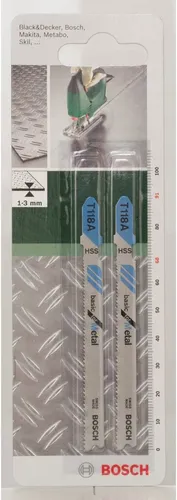 Bosch Stichsägeblatt T 118 A HSS  2609256729 Metal Metall Sägeblatt T-Schaft 2 x