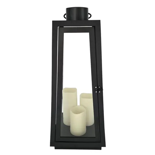 LED Laterne mit 3 LEDs - 60 cm Schwarz - Elegante Laterne aus Metall für Innen- und Außenbereich. Mit Timer-Funktion und wetterfestem Design ist sie die perfekte Dekoration für festliche Anlässe.