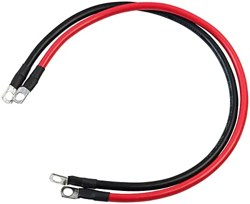 revolt Autobatterie-Ladekabel: 2er-Set Batteriekabel mit Ringösen, je 50 cm, 16 mm², rot/schwarz (Wechselrichterkabel, Fahrzeugkabel, Auto)