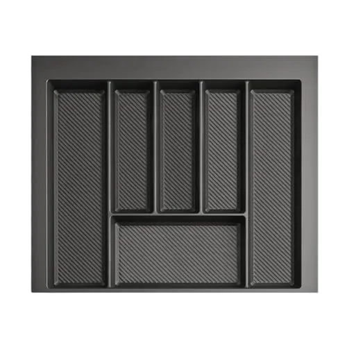 woplus Besteckkasten 60 cm Schubladeneinsatz zuschneidbar 6 Fächer Küche Graphit