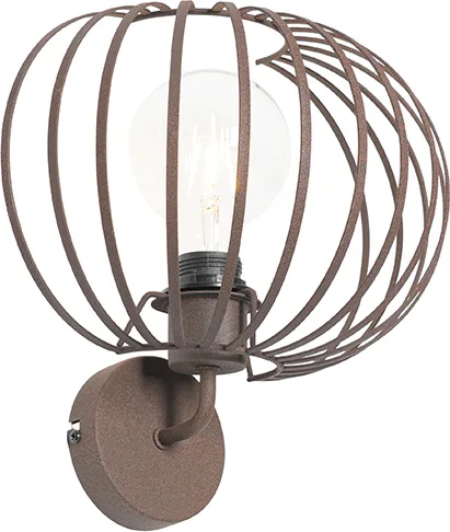 QAZQA Design Wandleuchte Johanna - Rostbraun 30 cm - Die QAZQA Design Wandleuchte Johanna in Rostbraun bringt mit ihrem kugelförmigen Lampenschirm ein einzigartiges Lichtspiel in Ihr Zuhause. Ideal für stilvolle Innenräume und eine gemütliche Atmosphäre.