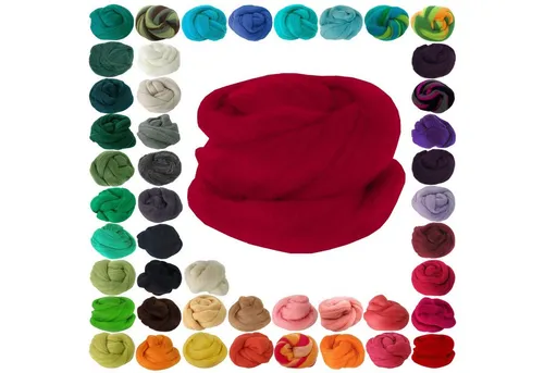 maDDma 25g Filzwolle / Märchenwolle, Nass- u. Trockenfilzen, Farbwahl Bastelgarn, blutrot