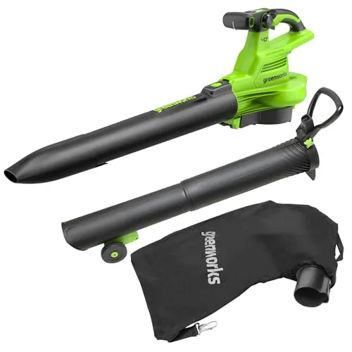Greenworks 40V Akku Laubsauger Laubbläser - bürstenloser Motor, 370 km/h, 45L Fangsack, leistungsstark und langlebig, 3 Jahre Garantie