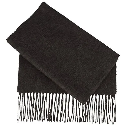 Produktbild Breiter Cashmere Schal für Damen & Herren – 180 x 30 cm – Dunkelgrau mit trendigen Fransen