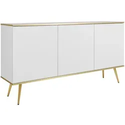 DomoHome Kommode, Weiß, Gold, Holzwerkstoff, Rechteckig,Rechteckig, 160x85x39 cm, Wohnzimmer, Kommoden & Sideboards, Sideboards