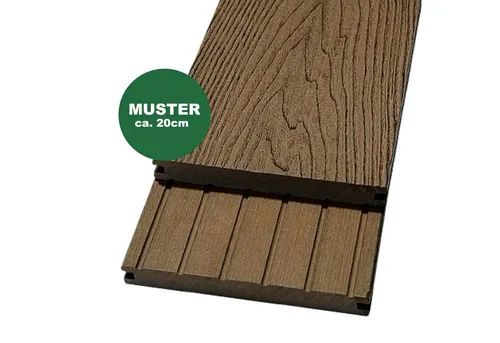 Woodstore24 Terrassendielen WoodoMalta WPC Massivdiele in Holzoptik für den Garten mit Clipsystem, (Bodenbelag Komplettset mit Unterkonstruktion, Clip-Befestigung, 2,4m L x 14,6cm B x 1,8cm Stärke, in grau, anthrazit & braun), Holzoptik, Klicksystem, Außenbereich, Gastronomie geeignet, wetterfest