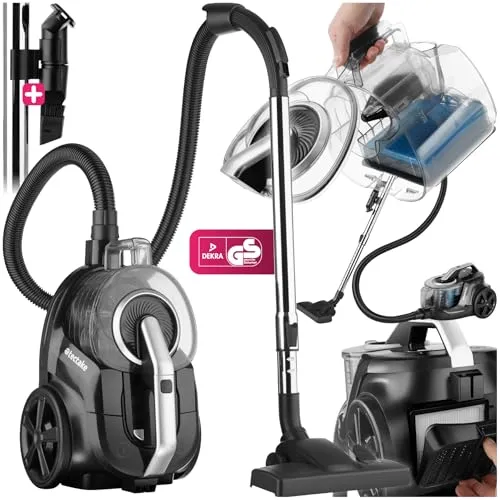 tectake® Staubsauger beutellos, VC900, 900 W, stark, beutelloser Bodenstaubsauger mit Kabel, für Tierhaare, Easy clean ohne Beutel für Teppichboden und Hartboden