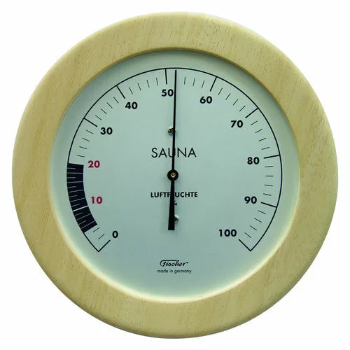 Fischer Sauna Hygrometer 155 mm - Präzise Messung für Ihr Wohlbefinden - Sauna-Zubehör mit hochwertigem Hygrometer, Made in Germany, für optimale Luftfeuchtigkeit und ein perfektes Saunaerlebnis.