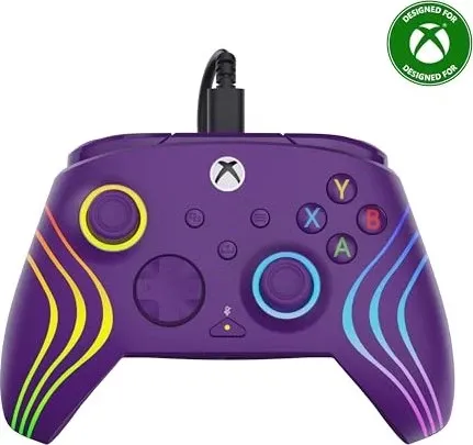 Turtle Beach Afterglow Wave Wired Controller - Lila - Gaming-Zubehör mit anpassbarer RGB-Beleuchtung und präzisen Hall-Effekt-Triggern für ultimativen Komfort und Kontrolle während des Spielens.