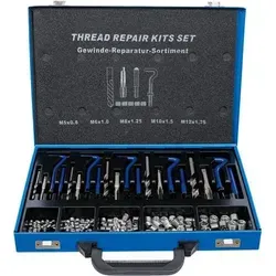 BGS 1950 Gewinde-Reparatursatz | 130-tlg. | M5 - M12 - Bohrersets mit 130 Teilen, inklusive hochwertigen Gewindeeinsätzen aus Edelstahl für langlebige Reparaturen und eine praktische Metallkassette zur Aufbewahrung.