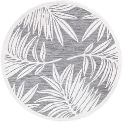 carpet city Outdoor-Teppich Grau Floral Rund 120x120 cm - Teppiche & Böden, pflegeleichter und UV-beständiger Teppich für Balkon und Terrasse, schafft eine wohnliche Atmosphäre im Freien.