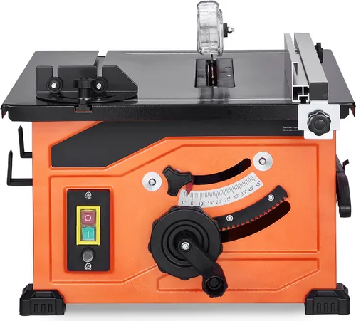 SucceBuy-Tischkreissäge für die Baustelle, 210 mm, tragbare kompakte 1200-W-Tischkreissäge, 225 mm maximale Schnittkapazität, 4800 U/min Schnittgeschwindigkeit, mit Sägeblatt mit 24 Zähnen.