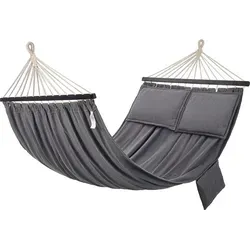 SONGMICS Doppelhängematte - Tragbare Hängematte, 210 x 150 cm, bis 300 kg - Hängematten - Hochwertige Doppelhängematte aus 70 % Baumwolle, bis 300 kg belastbar, ideal für entspannende Momente im Freien oder zu Hause.