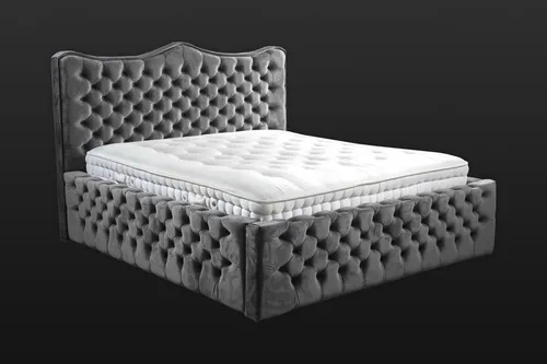 Chesterfield Bett Samt 160x200 cm – Elegantes Doppelbett - Stylisches Chesterfield Bett aus Samt in Grau, ideal für das Schlafzimmer. Mit einer Liegefläche von 160 x 200 cm bietet es optimalen Schlafkomfort und ein edles Design für Ihr Zuhause.