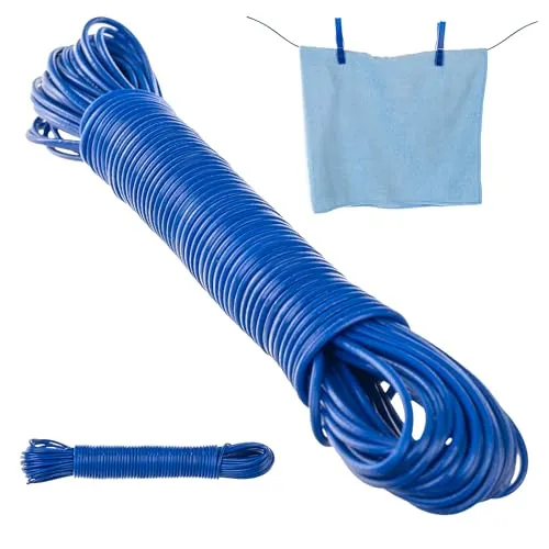 KADAX 20 m Wäscheleine mit Kunststoffummantelung, Wäscheseil für Haushalt & Garten & Camping, Reißfeste und Rostfeste Leine, Starke und Stabile Wäscheschnur (Blau)