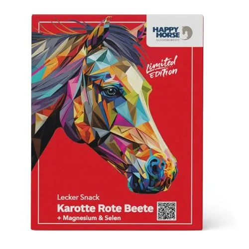 Happy Horse Lecker Snack Karotte Rote Beete | 800 g | Pferdeleckerlis mit Magnesium & Selen für Muskelaufbau & Regeneration | Glutenfrei & magenfreundlich | Pferde Leckerlies mit Gemüse & Kräutern