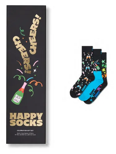 Happy Socks 3er Pack Unisex Socken - Geschenkbox, gemischte Farben Celebrations 41-46 - Herrensocken in edler Geschenkbox, ideal als Geschenk. Bunte Motivsocken aus gekämmter Baumwolle für hohen Tragekomfort und perfekte Passform.