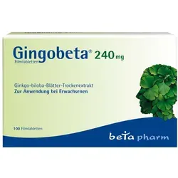 Gingobeta 240 mg Filmtabletten - Arzneimittel zur Verbesserung der Gedächtnis- und Konzentrationsfähigkeit bei altersbedingten kognitiven Beeinträchtigungen, mit durchblutungsförderndem Ginkgo biloba-Extrakt.