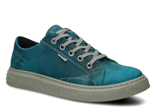 nagaba - Sneaker Herren - Halbschuhe Herren - Echtleder - Flache Schuhe, Sportschuhe, Bequeme Schnürschuhe, für Herbst, Frühling - Lederschuhe für Männer, Jungs - Modell 412 - Türkis - 42