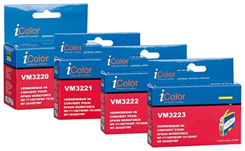 iColor Tinte für Drucker: ColorPack für Kompatibel mit epson (ersetzt T2711-T2714 / 27XL), BK/C/M/Y XL (Workforce Wf 7720dtwf, Kompatibel mit epson, kompatible Tintenpatronen Tintenstrahldrucker)