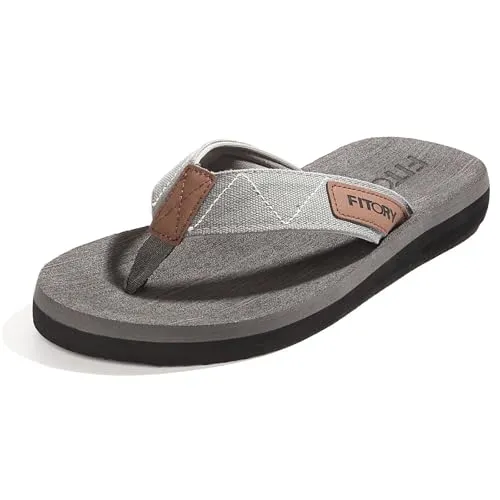FITORY Herren Flip Flops Beach Sandalen Surfen Zehentrenner Sommerschuhe, Grau, 42 EU