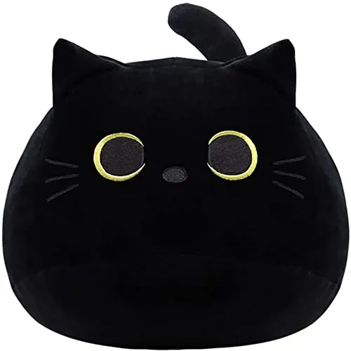 OUKEYI 40 cm, schwarzes Katzen-Plüschspielzeug, Dicke Katze, Kawaii-Kissen, Plüsch, Lendenwirbelkissen, Heimdekoration, Jungen, Mädchen, Geburtstag, Valentinstag, WeihnachtenGeschenk