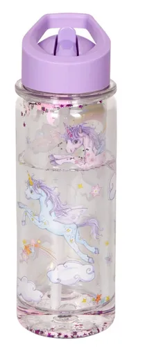 Coppenrath Einhorn-Paradies Glitzer-Trinkflasche 0,3l - Trinkflasche mit bunten Einhorn-Motiven, 0,3l Fassungsvermögen, auslaufsicher und ideal für Kindergarten oder Ausflüge. Macht Trinken zum Vergnügen!