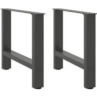vidaXL Couchtischbeine Anthrazit - 2 Stk. 60x(42-43) cm aus Stahl - Tischbeine aus pulverbeschichtetem Stahl für langlebige Stabilität. Mit verstellbaren Nivellierfüßen ideal für unebene Böden. Perfekt für individuelle Couchtischgestaltungen.