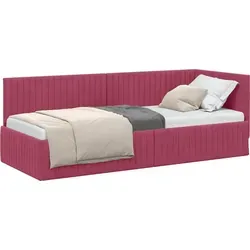 vidaXL Eckbettgestell mit Kopfteil Weinrot 80 x 200 cm Samt in rot von vidaXL