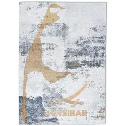 Sansibar Teppich Keitum 012, modernes Design mit Sylt-Motiv in gold von Sansibar