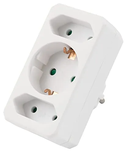 McPower Steckdosenadapter weiß, 1-fach Schuko, 2-fach Eurosteckdose