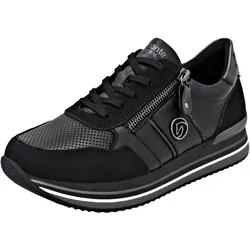 Remonte Plateausneaker Schnürschuh grau|schwarz – Sportlicher Freizeitschuh - Sneaker mit gepolstertem Schaftrand für hohen Tragekomfort, ideal für den Alltag. Mit herausnehmbarem Softfußbett und profiliertem Laufsohlenmaterial.