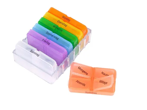 Tage Pillenbox Medikamentenbox Tablettenbox Pillendose Pillenturm Spender bunt 7