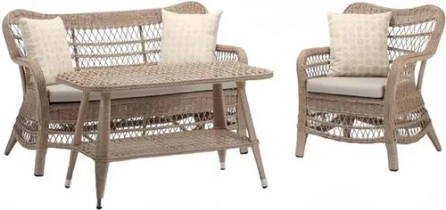 Luxus Beige Gartenmöbel Moderne Sofagarnitur Tisch Hocker Sessel Sitzgruppe